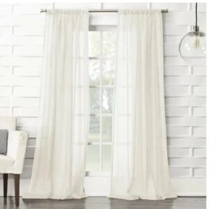 No 918 Lichtenberg Lou Cream Sheer One 2 Curtain Panel Rod Pocket 50" x 120” New